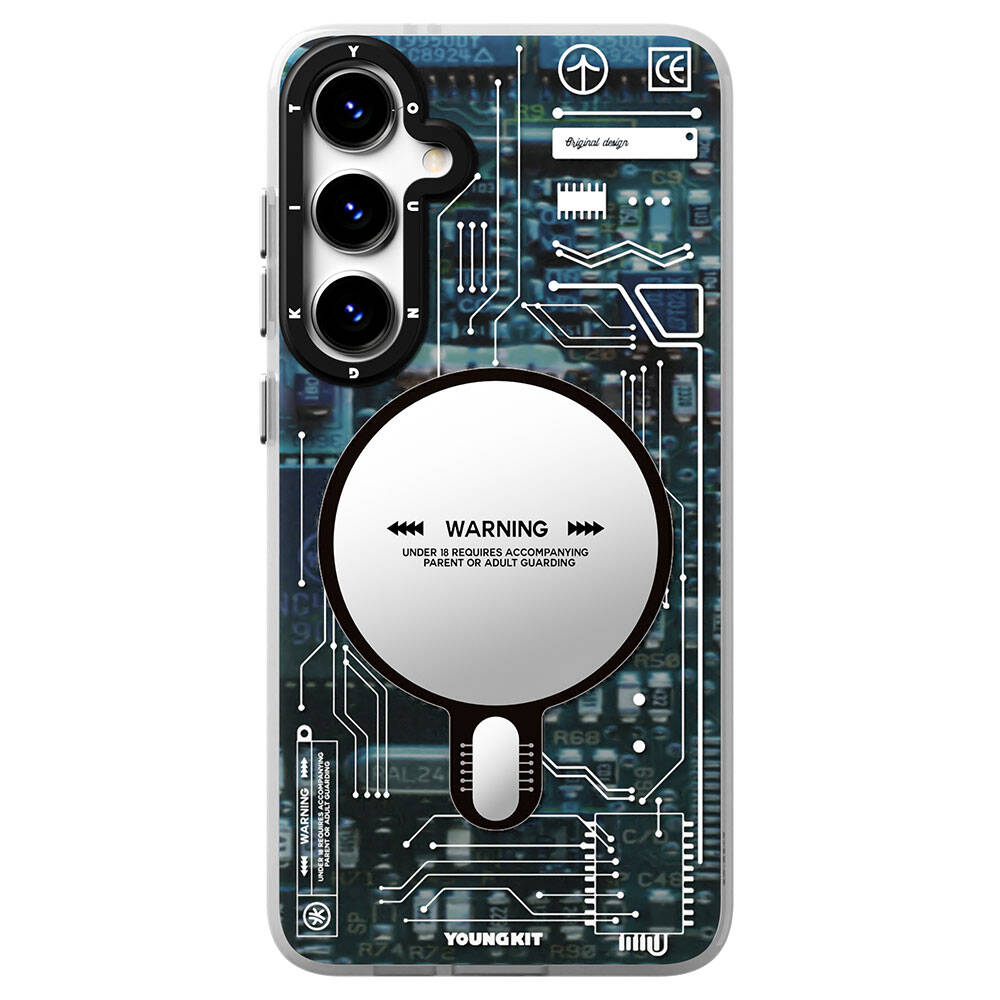 Galaxy S24 Plus Kılıf M-safe Şarj Özellikli YoungKit Technology Serisi Kapak Mavi