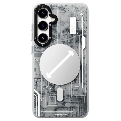 Galaxy S24 Plus Kılıf M-safe Şarj Özellikli YoungKit Technology Serisi Kapak Mavi