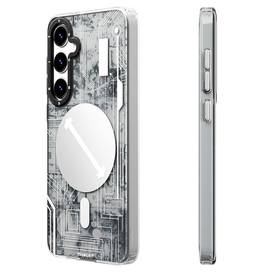 Galaxy S24 Plus Kılıf M-safe Şarj Özellikli YoungKit Technology Serisi Kapak Beyaz