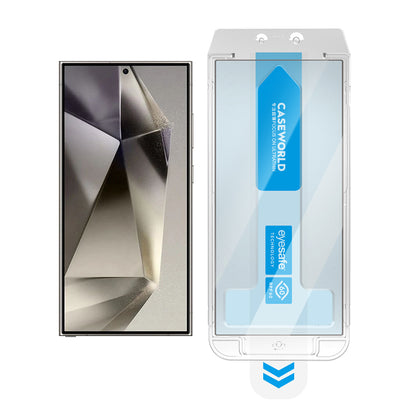 Galaxy S24 Ultra CaseWorld Applicator Serisi 2.5D Eyesafe Mavi Işık Teknolojili 0.25mm Temperli Cam Ekran Koruyucu+ Uygulama Aparatı Şeffaf