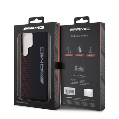 Galaxy S24 Ultra Kılıf AMG Orjinal Lisanslı Çift Katmanlı Büyük Logolu Dörtgen Şerit Desenli Kapak Siyah