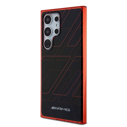 Galaxy S24 Ultra Kılıf AMG Orjinal Lisanslı Çift Katmanlı Dörtgen Desenli Kapak Siyah