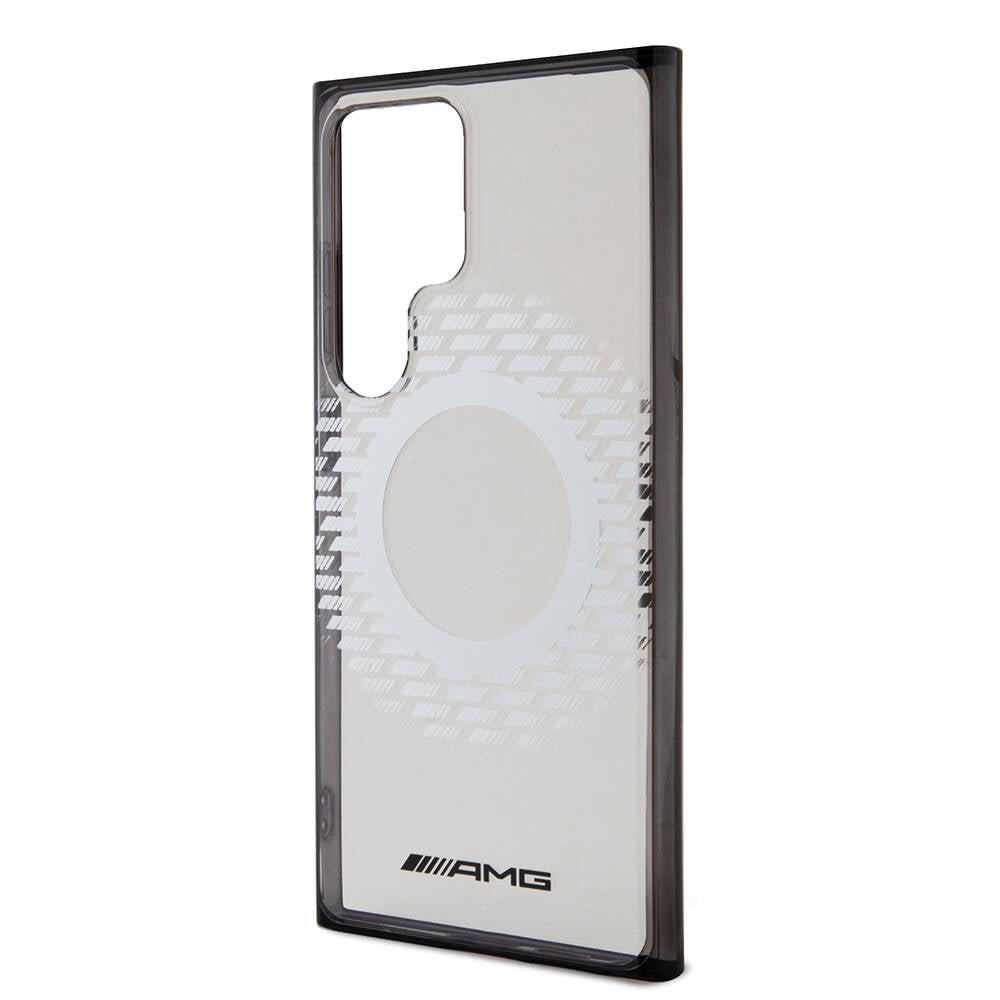 Galaxy S24 Ultra Kılıf AMG Orjinal Lisanslı M-safe Şarj Özellikli Eşkenar Dörtgen Desenli Transparan Kapak Renksiz
