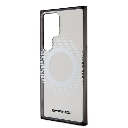 Galaxy S24 Ultra Kılıf AMG Orjinal Lisanslı M-safe Şarj Özellikli Eşkenar Dörtgen Desenli Transparan Kapak Renksiz