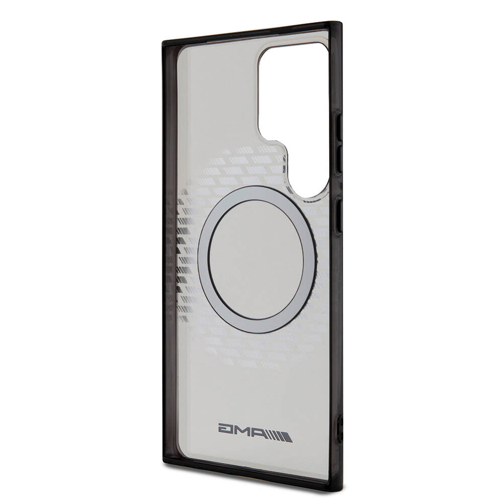 Galaxy S24 Ultra Kılıf AMG Orjinal Lisanslı M-safe Şarj Özellikli Eşkenar Dörtgen Desenli Transparan Kapak Renksiz