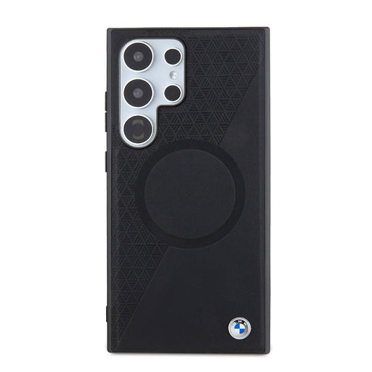 Galaxy S24 Ultra Kılıf BMW Orjinal Lisanslı M-safe Şarj Özellikli Yarım Dokulu Circle Leather Kapak