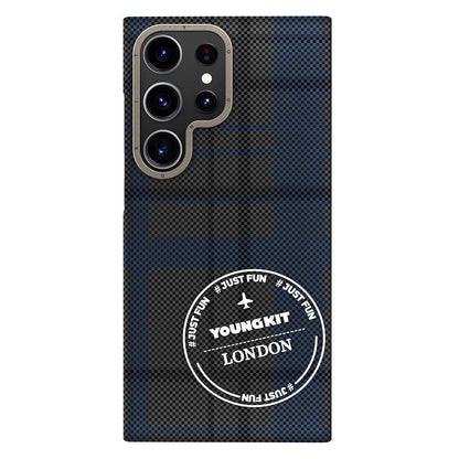 Galaxy S24 Ultra Kılıf Ekose Desenli Youngkit Gezhi Serisi Kapak Kahverengi