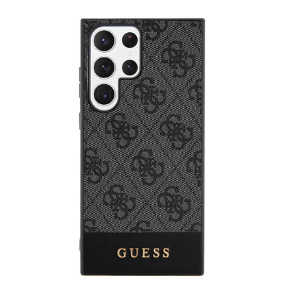 Galaxy S24 Ultra Kılıf Guess Orjinal Lisanslı PU Deri Şerit Logo Dizaynlı Kapak