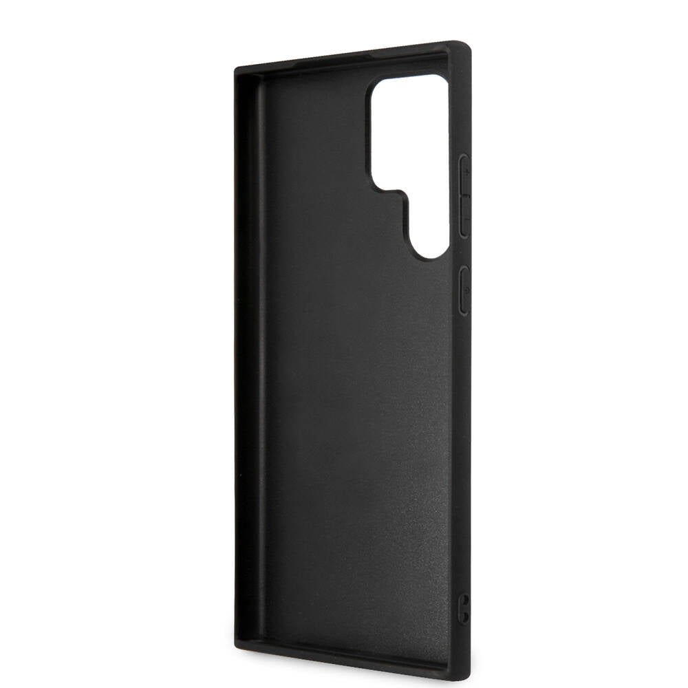 Galaxy S24 Ultra Kılıf Guess Orjinal Lisanslı PU Deri Yazı ve 4G Metal Logolu Desenli Kapak Kahverengi