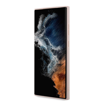 Galaxy S24 Ultra Kılıf Guess Orjinal Lisanslı PU Deri Yazı ve 4G Metal Logolu Desenli Kapak Siyah