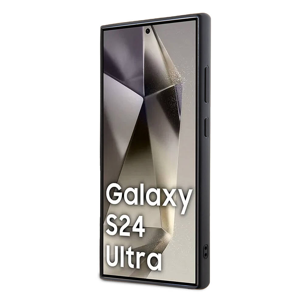 Galaxy S24 Ultra Kılıf Guess Orjinal Lisanslı Taşlı Arka Yüzey Üçgen Logolu Kapak Gold