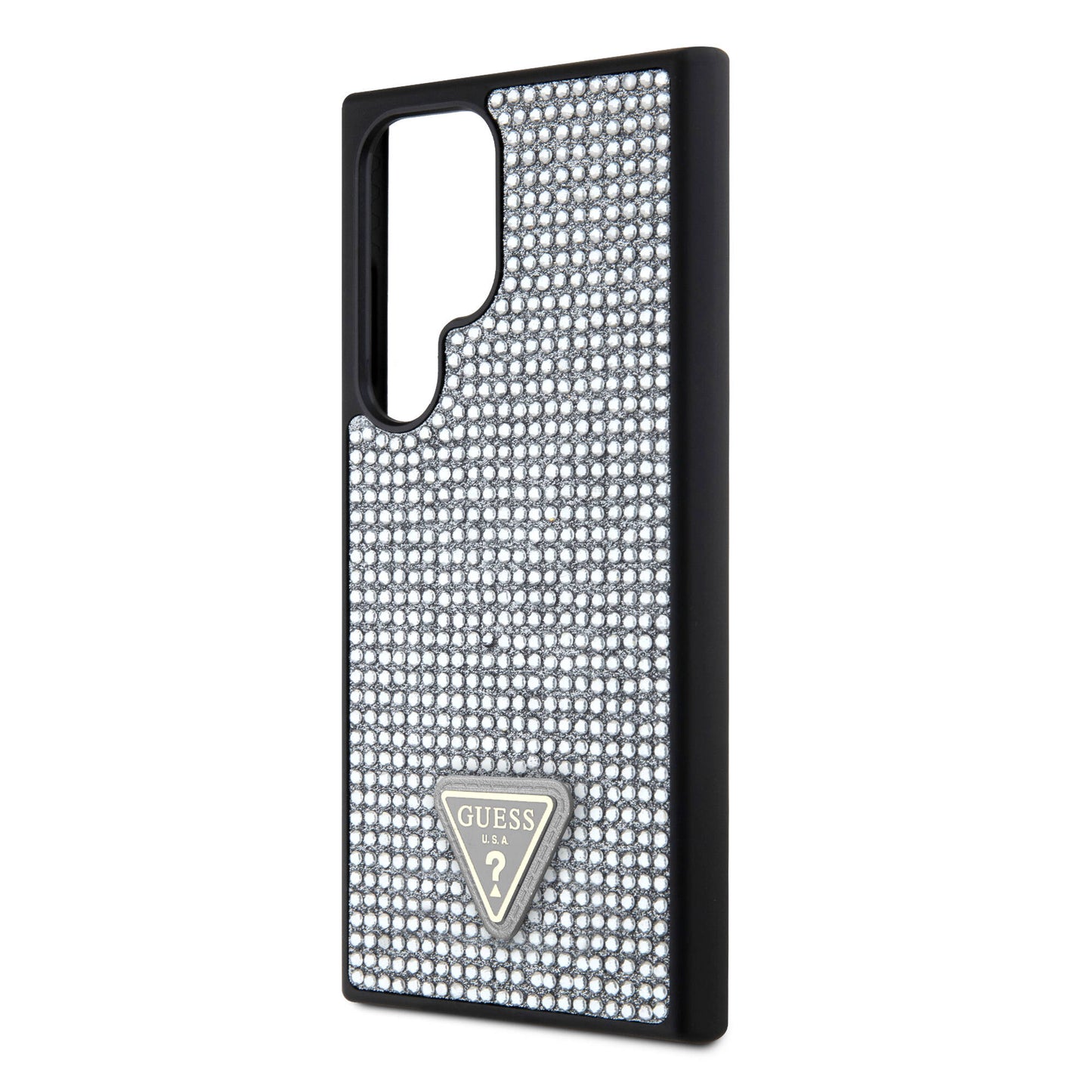 Galaxy S24 Ultra Kılıf Guess Orjinal Lisanslı Taşlı Arka Yüzey Üçgen Logolu Kapak Gold