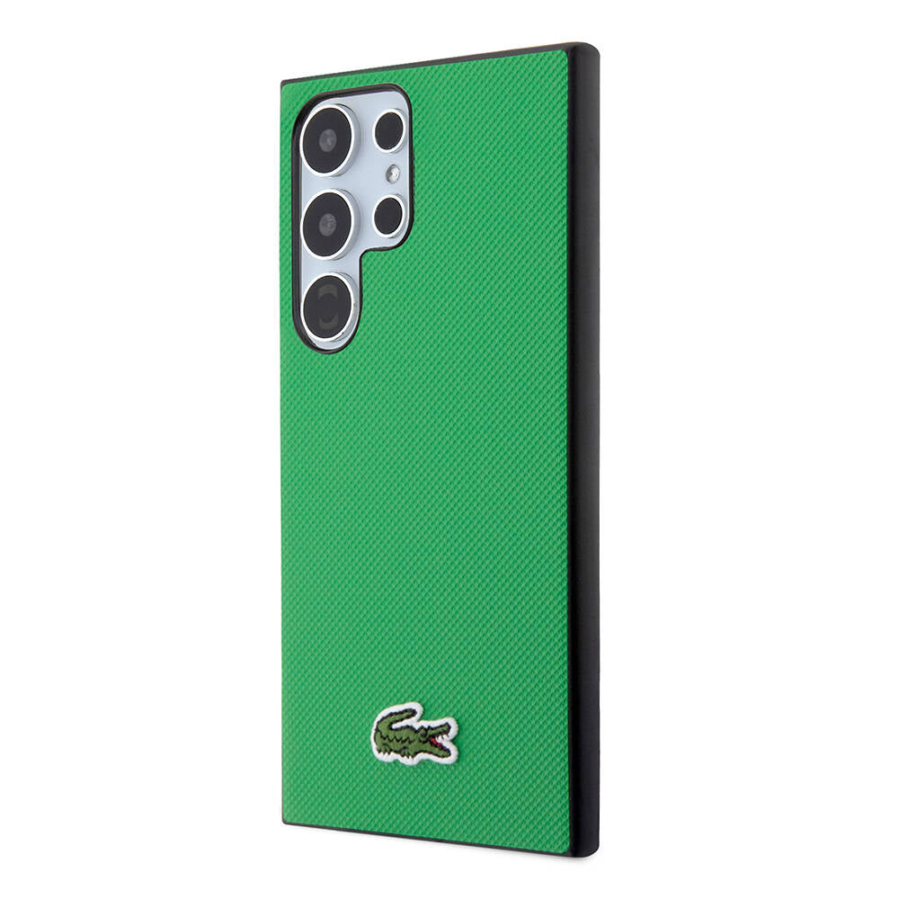 Galaxy S24 Ultra Kılıf Lacoste Orjinal Lisanslı PU Pike Desenli Arka Yüzey İkonik Timsah Dokuma Logolu Kapak Siyah