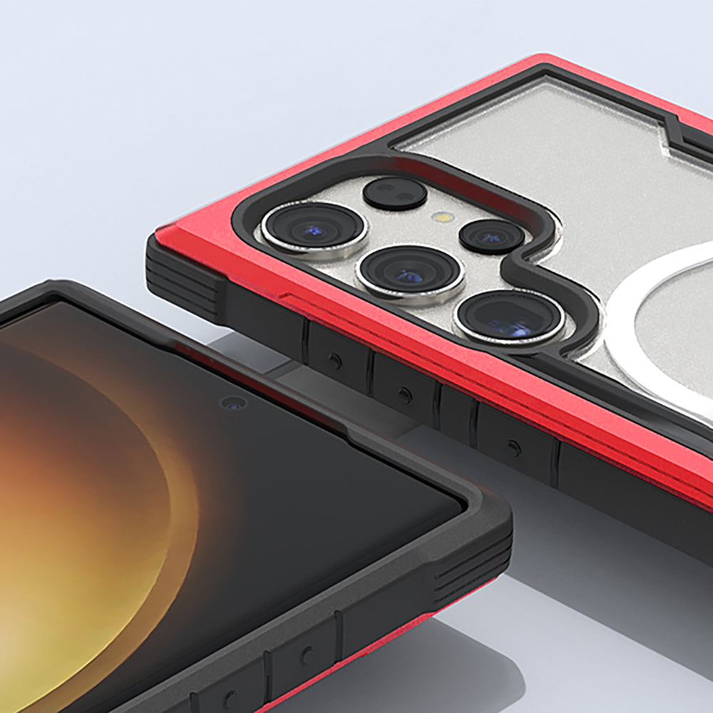 Galaxy S24 Ultra Kılıf M-safe Şarj Özellikli Airbagli Raptic Shield Serisi Şeffaf Arka Yüzey Kapak Colorful