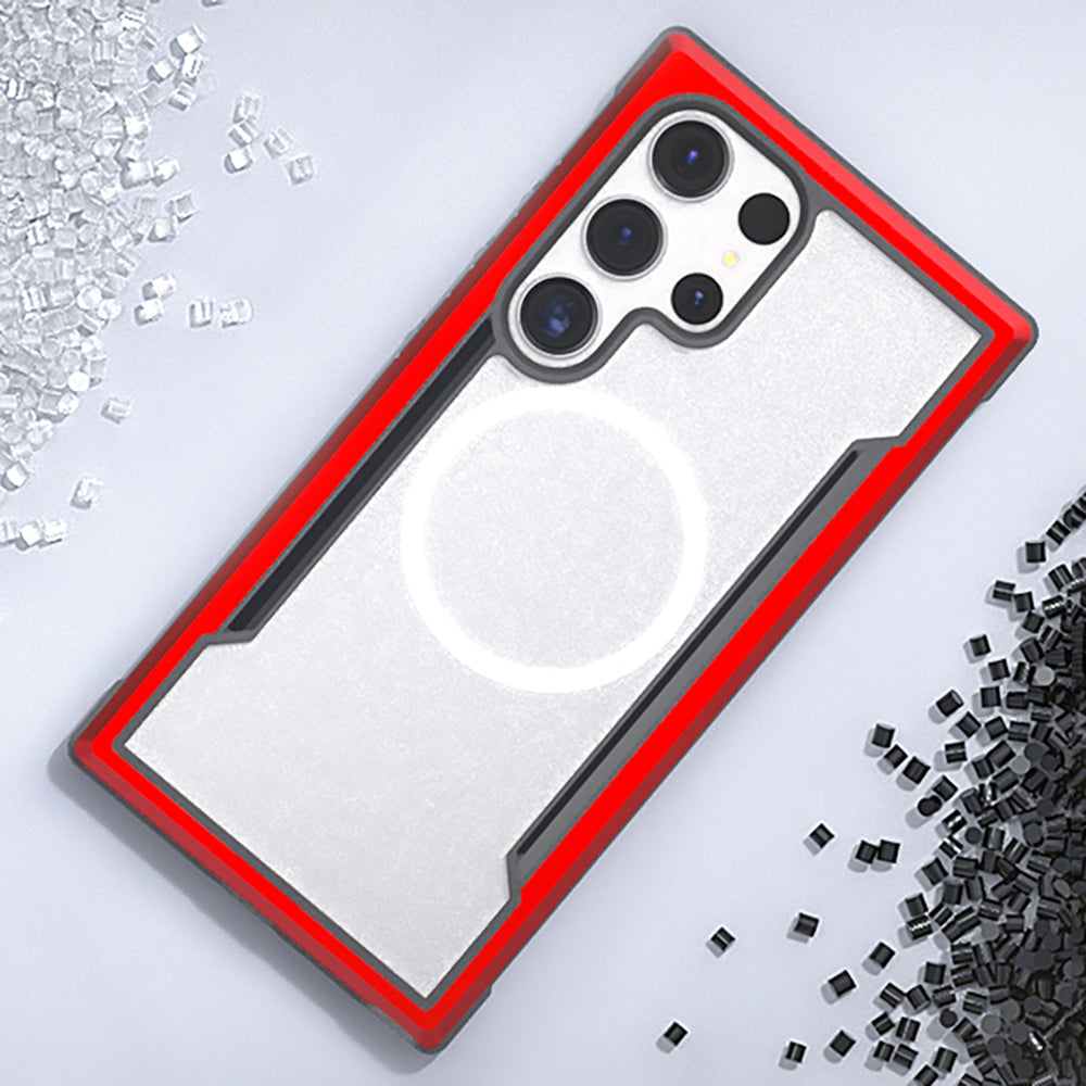 Galaxy S24 Ultra Kılıf M-safe Şarj Özellikli Airbagli Raptic Shield Serisi Şeffaf Arka Yüzey Kapak Colorful