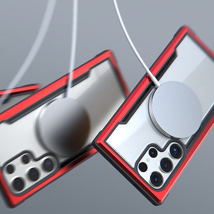 Galaxy S24 Ultra Kılıf M-safe Şarj Özellikli Airbagli Raptic Shield Serisi Şeffaf Arka Yüzey Kapak Colorful