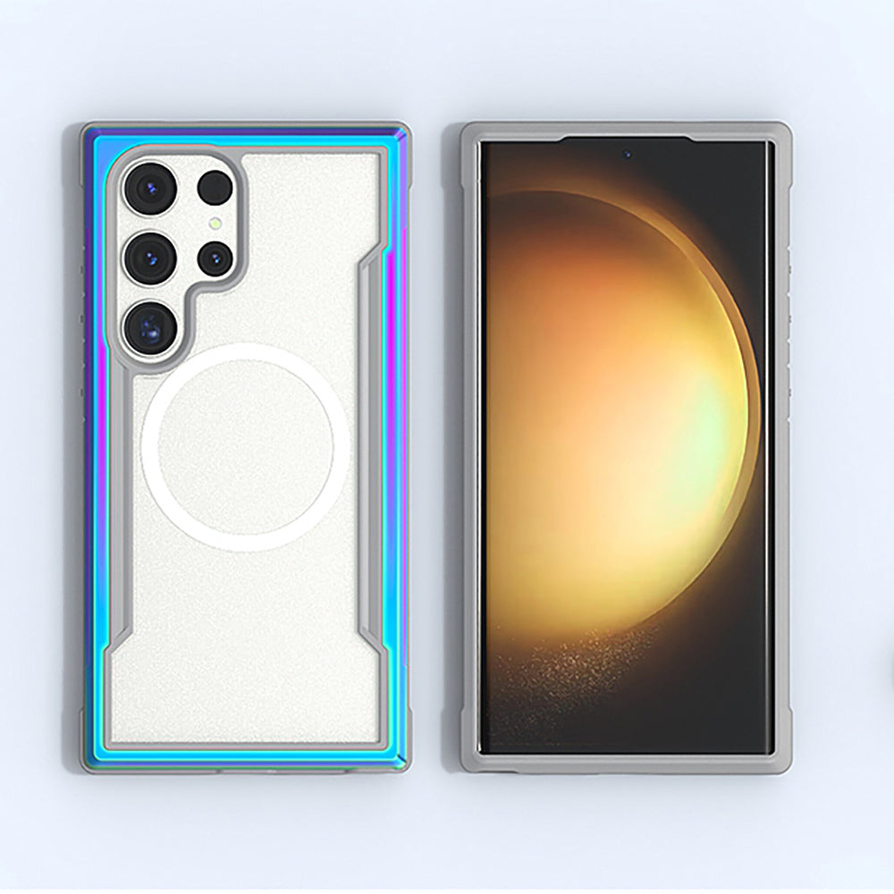 Galaxy S24 Ultra Kılıf M-safe Şarj Özellikli Airbagli Raptic Shield Serisi Şeffaf Arka Yüzey Kapak Kırmızı