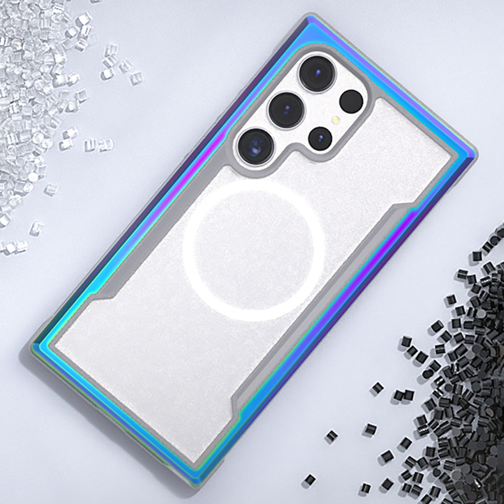 Galaxy S24 Ultra Kılıf M-safe Şarj Özellikli Airbagli Raptic Shield Serisi Şeffaf Arka Yüzey Kapak Kırmızı