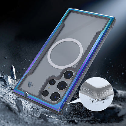 Galaxy S24 Ultra Kılıf M-safe Şarj Özellikli Airbagli Raptic Shield Serisi Şeffaf Arka Yüzey Kapak Kırmızı