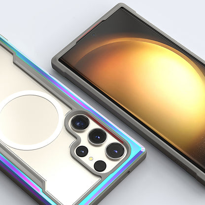 Galaxy S24 Ultra Kılıf M-safe Şarj Özellikli Airbagli Raptic Shield Serisi Şeffaf Arka Yüzey Kapak Colorful