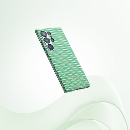 Galaxy S24 Ultra Kılıf M-safe Şarj Özellikli 1500D Aramid Fiber Pitaka Ultra-Slim Classic Serisi Aomori Kapak Yeşil