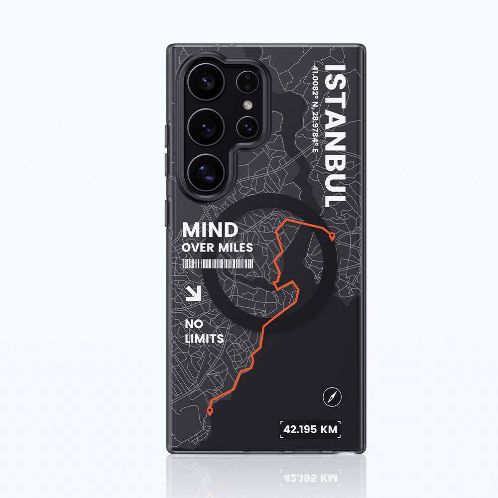 Galaxy S24 Ultra Kılıf M-safe Şarj Özellikli Benks City Serisi Kapak Siyah-Turuncu