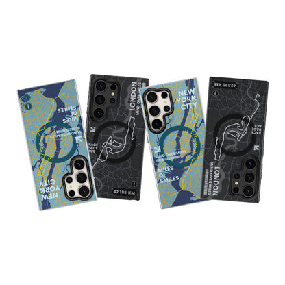 Galaxy S24 Ultra Kılıf M-safe Şarj Özellikli Benks City Serisi Kapak Mavi