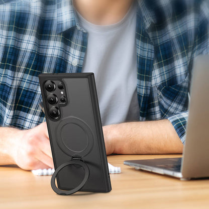 Galaxy S24 Ultra Kılıf M-safe Şarj Özellikli Benks Standlı Mist Protective Kapak Siyah