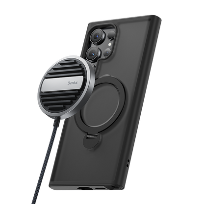 Galaxy S24 Ultra Kılıf M-safe Şarj Özellikli Benks Standlı Mist Protective Kapak Siyah