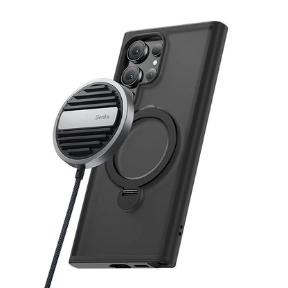 Galaxy S24 Ultra Kılıf M-safe Şarj Özellikli Benks Standlı Mist Protective Kapak Siyah