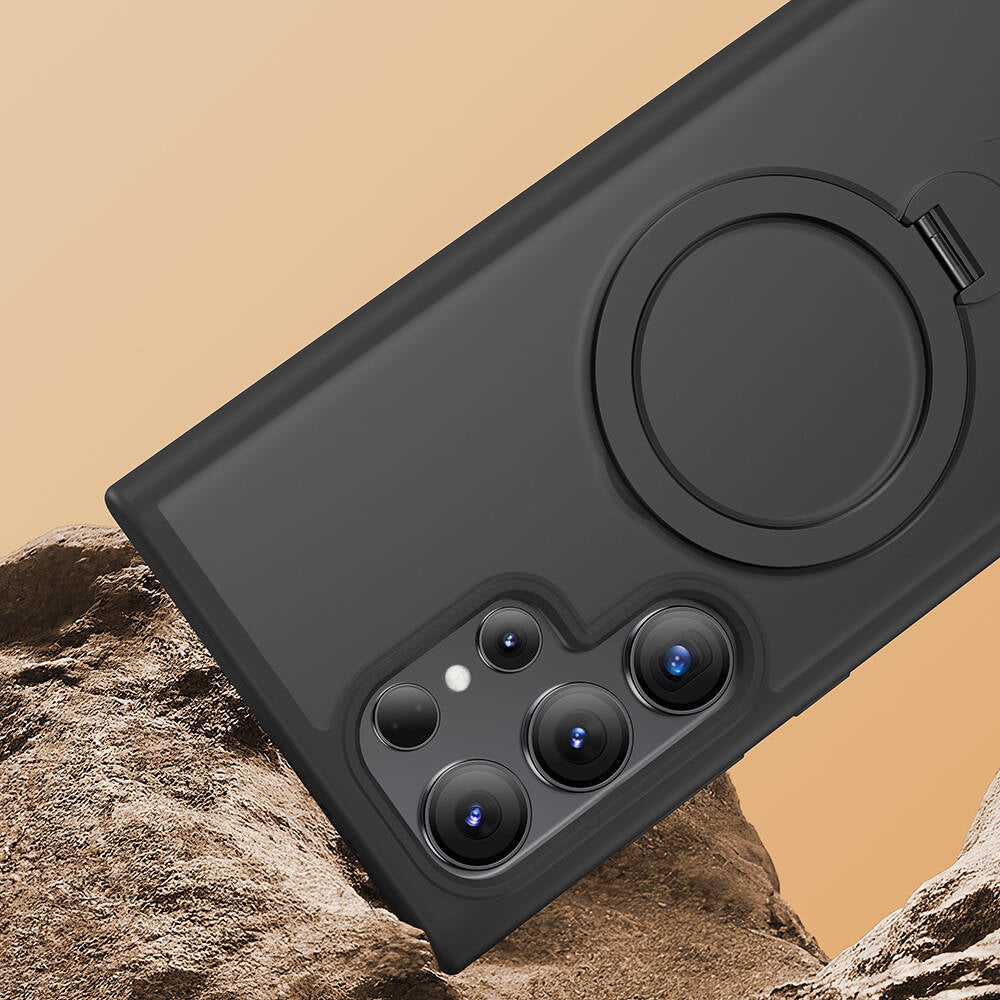 Galaxy S24 Ultra Kılıf M-safe Şarj Özellikli Benks Standlı Mist Protective Kapak Siyah