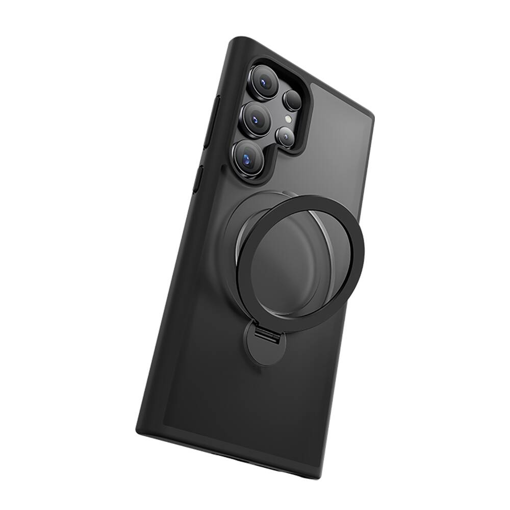 Galaxy S24 Ultra Kılıf M-safe Şarj Özellikli Benks Standlı Mist Protective Kapak Siyah