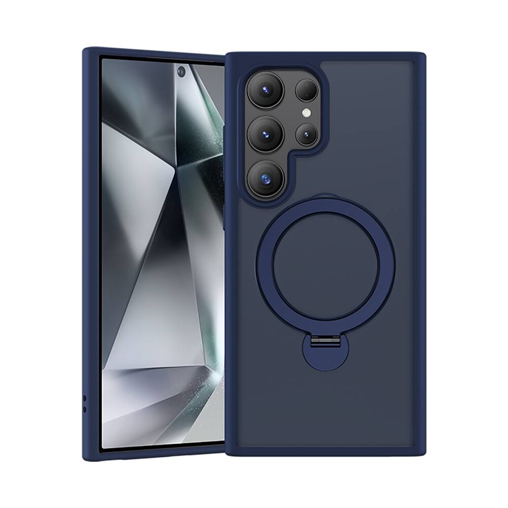 Galaxy S24 Ultra Kılıf M-safe Şarj Özellikli Benks Standlı Mist Protective Kapak Mavi