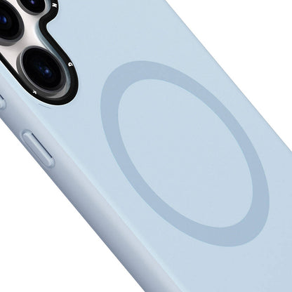 Galaxy S24 Ultra Kılıf M-safe Şarj Özellikli Çizilmeye Ve Aşınmaya Dayanıklı Youngkit Velvet Serisi Kapak Pembe