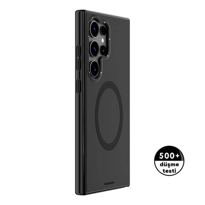 Galaxy S24 Ultra Kılıf M-safe Şarj Özellikli Çizilmeye Ve Aşınmaya Dayanıklı Youngkit Velvet Serisi Kapak Siyah
