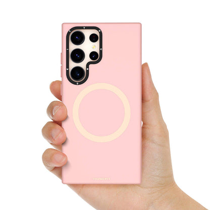 Galaxy S24 Ultra Kılıf M-safe Şarj Özellikli Çizilmeye Ve Aşınmaya Dayanıklı Youngkit Velvet Serisi Kapak Mavi