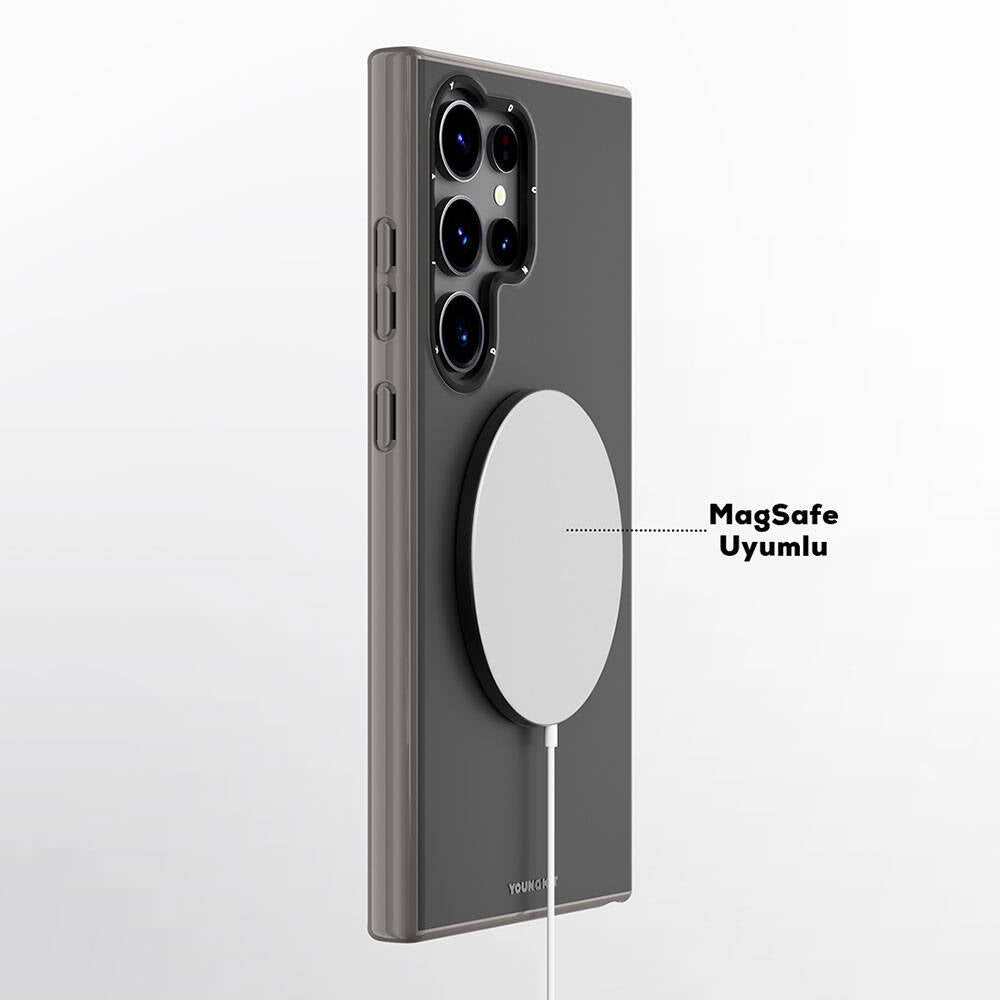 Galaxy S24 Ultra Kılıf M-safe Şarj Özellikli Çizilmeye Ve Aşınmaya Dayanıklı Youngkit Velvet Serisi Kapak Pembe