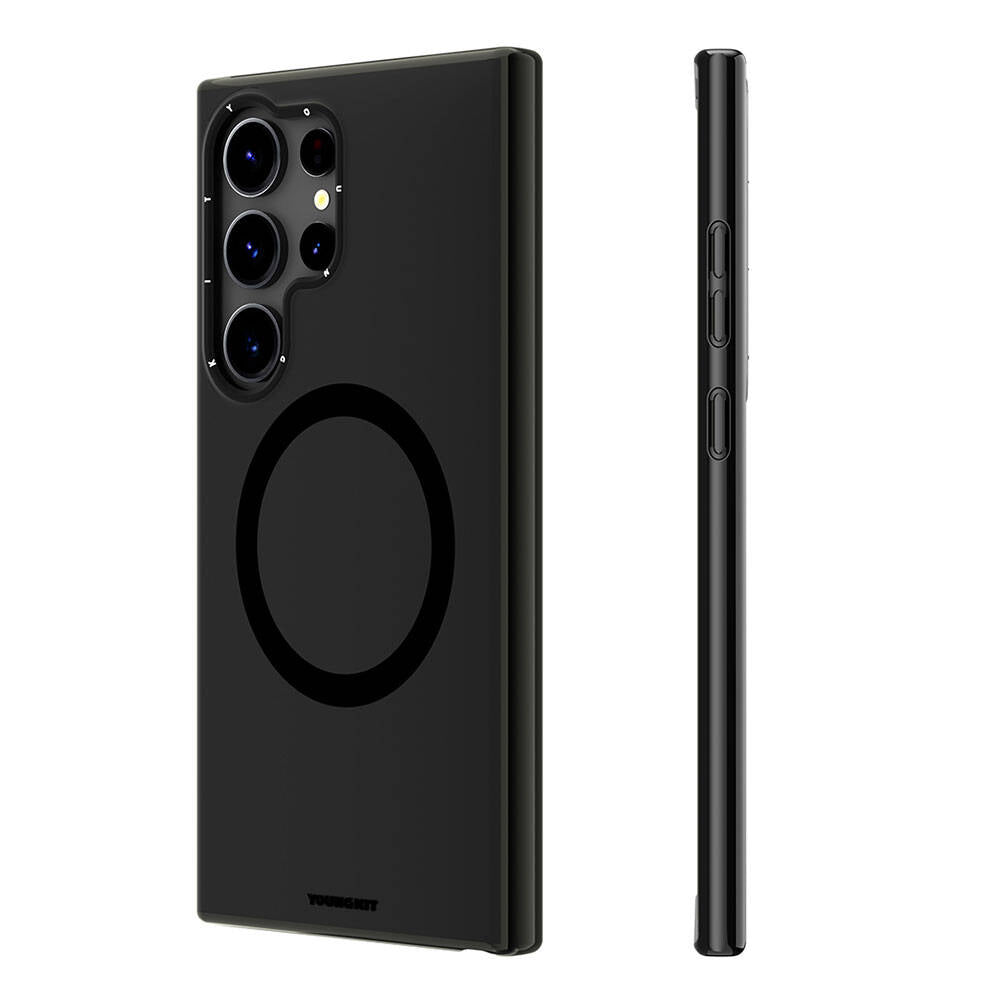 Galaxy S24 Ultra Kılıf M-safe Şarj Özellikli Çizilmeye Ve Aşınmaya Dayanıklı Youngkit Velvet Serisi Kapak Siyah