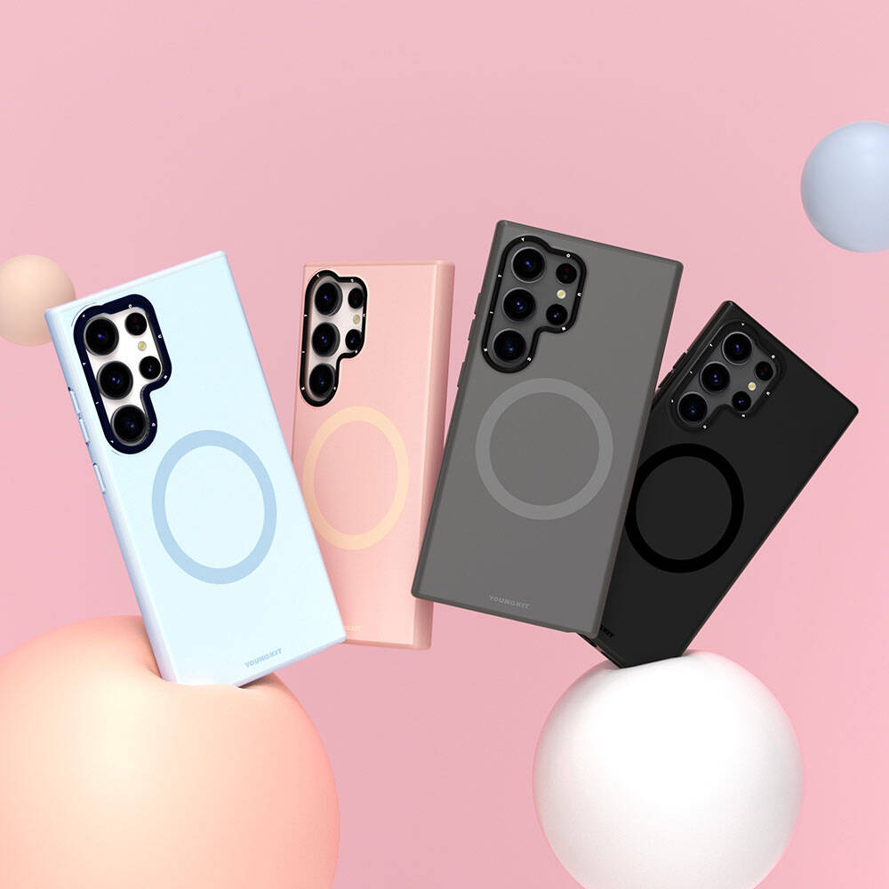 Galaxy S24 Ultra Kılıf M-safe Şarj Özellikli Çizilmeye Ve Aşınmaya Dayanıklı Youngkit Velvet Serisi Kapak Gri