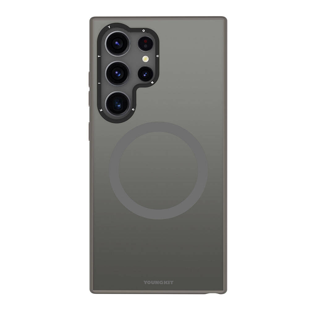 Galaxy S24 Ultra Kılıf M-safe Şarj Özellikli Çizilmeye Ve Aşınmaya Dayanıklı Youngkit Velvet Serisi Kapak Gri