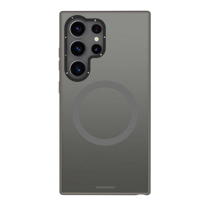 Galaxy S24 Ultra Kılıf M-safe Şarj Özellikli Çizilmeye Ve Aşınmaya Dayanıklı Youngkit Velvet Serisi Kapak Gri