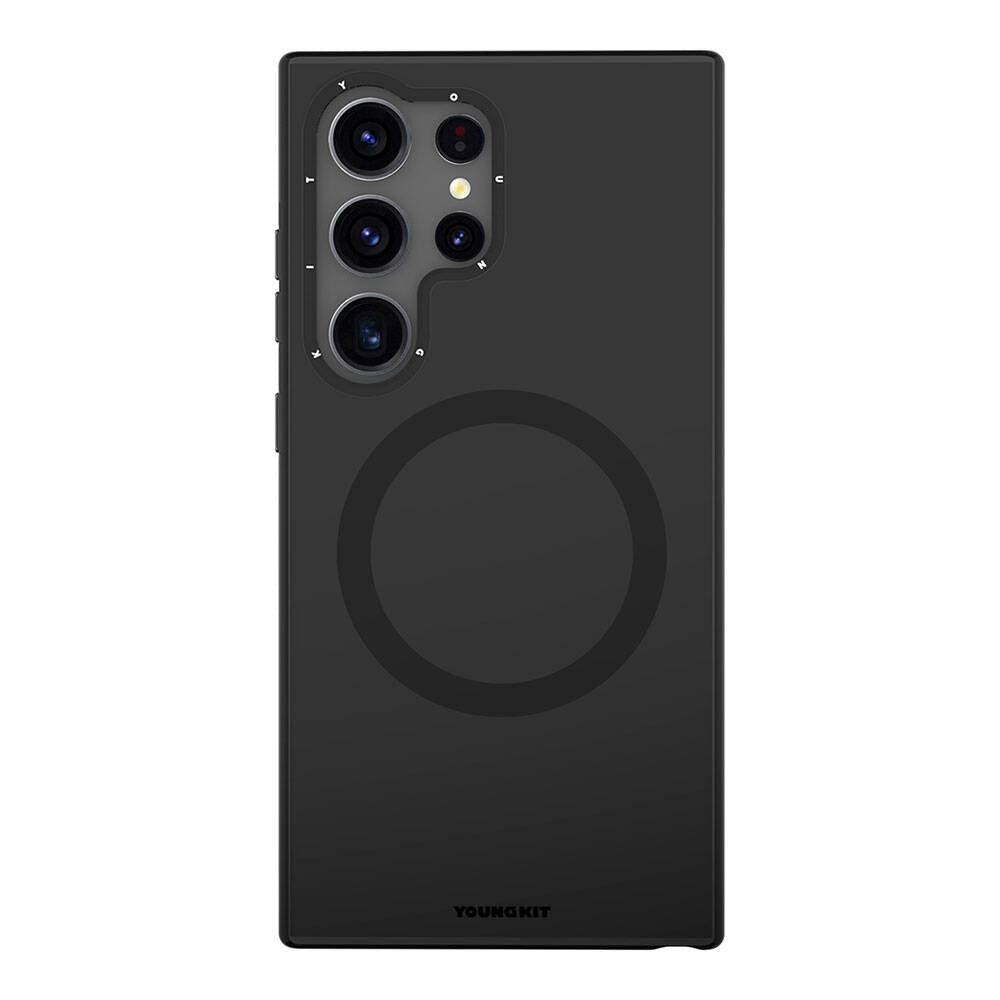 Galaxy S24 Ultra Kılıf M-safe Şarj Özellikli Çizilmeye Ve Aşınmaya Dayanıklı Youngkit Velvet Serisi Kapak Siyah