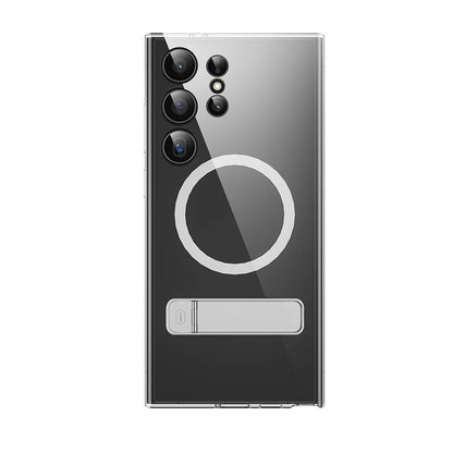 Galaxy S24 Ultra Kılıf M-safe Şarj Özellikli Kamera Korumalı Standlı Wiwu KCC-025 Aurora Serisi Kapak Şeffaf