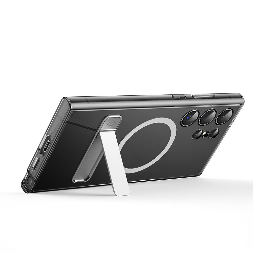 Galaxy S24 Ultra Kılıf M-safe Şarj Özellikli Kamera Korumalı Standlı Wiwu KCC-025 Aurora Serisi Kapak Şeffaf