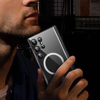 Galaxy S24 Ultra Kılıf M-safe Şarj Özellikli Kamera Korumalı Standlı Wiwu KCC-025 Aurora Serisi Kapak Şeffaf