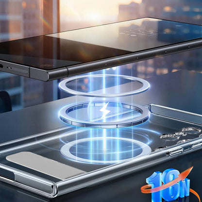 Galaxy S24 Ultra Kılıf M-safe Şarj Özellikli Kamera Korumalı Standlı Wiwu KCC-025 Aurora Serisi Kapak Şeffaf