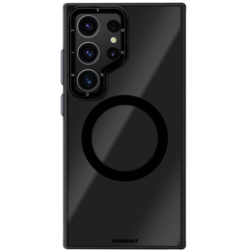 Galaxy S24 Ultra Kılıf M-safe Şarj Özellikli Sararma Önleyici Youngkit Crystal Grid Kapak Siyah