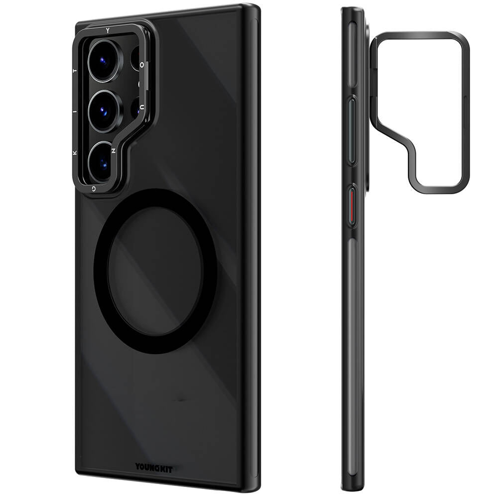 Galaxy S24 Ultra Kılıf M-safe Şarj Özellikli Sararma Önleyici Youngkit Crystal Grid Kapak Siyah