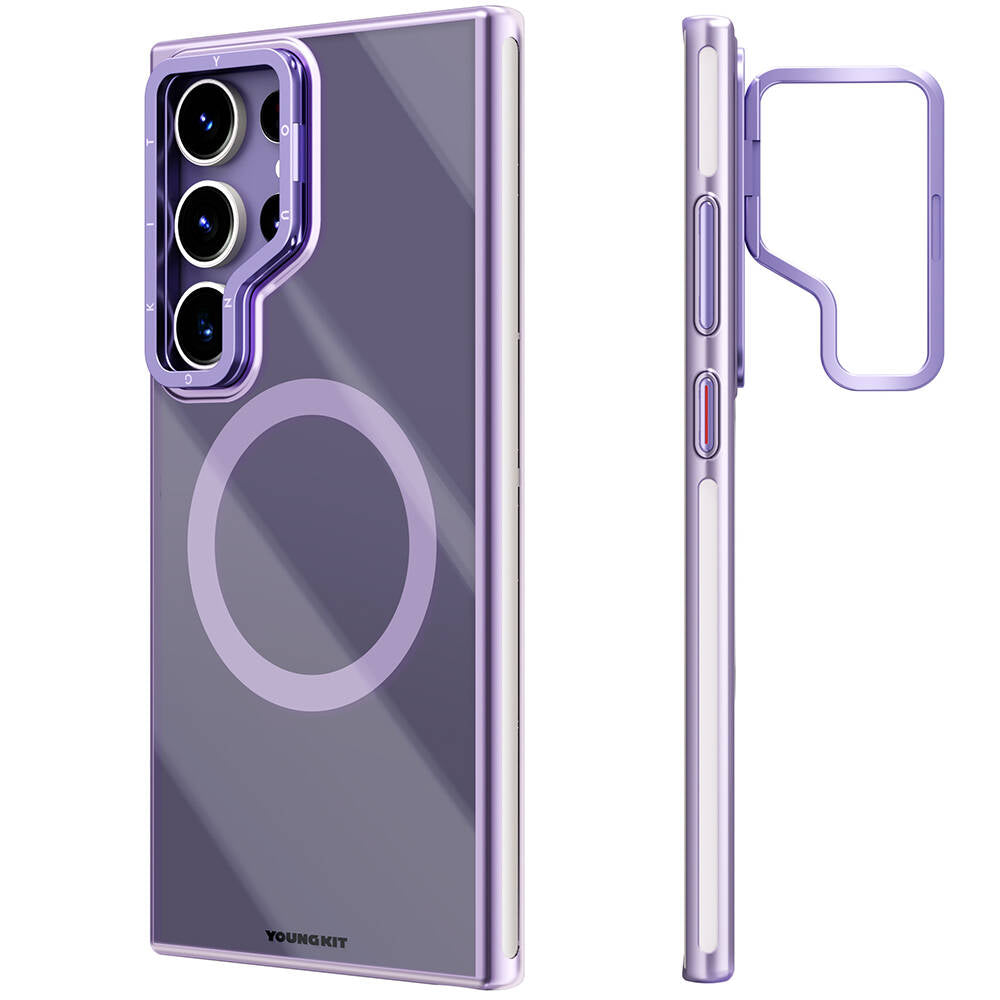 Galaxy S24 Ultra Kılıf M-safe Şarj Özellikli Sararma Önleyici Youngkit Crystal Grid Kapak Gold