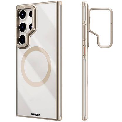 Galaxy S24 Ultra Kılıf M-safe Şarj Özellikli Sararma Önleyici Youngkit Crystal Grid Kapak Gold